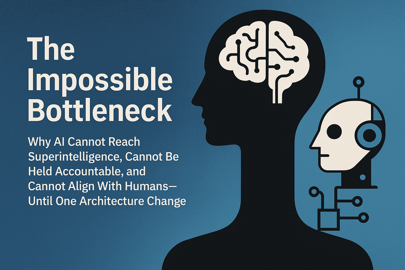 Conceptual illustration showing fragmented human identity vs unified portable identity, representing the AI capability bottleneck.